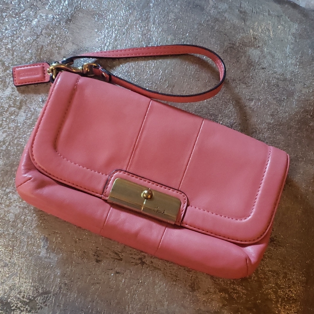 Coach Kristen Leather Large Flap Clutch/Wristlet